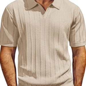 Men's Full Size Textured Collared Neck Short Sleeve Polo Plus Size